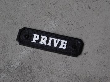 Classic door sign Prive - black and white - cast iron