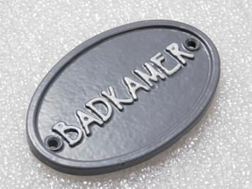 Deurbordje Badkamer - Grijs met Wit - Gietijzer