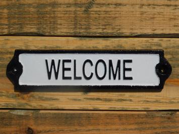 Türschild ‚'Willkommen‘' - Gusseisen - Schwarz und weiß