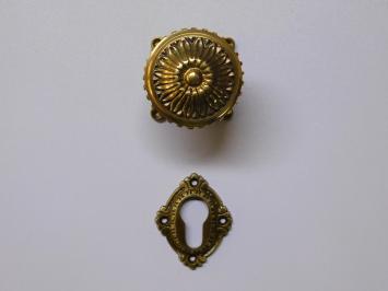 Türknauf mit Knauf- und Schlossrosette PC – Fester Knauf – Messing