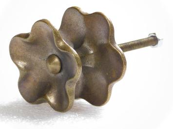 Vaste Deurknop - Bloem - Antiek Messing