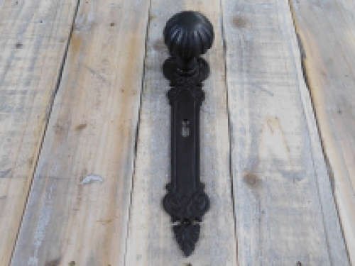 Half set Door Hardware: 1 Doorknob 53 mm + 1 Long Plate BB72 - Antique Iron - Dark Brown