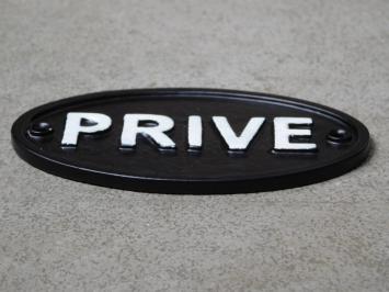 Door sign PRIVE - Oval - Black with White