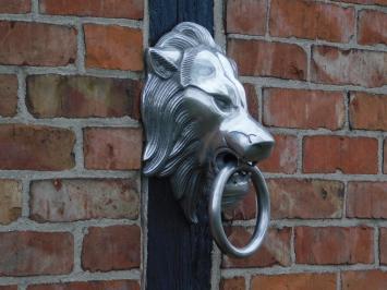 Door knocker lion - alu - silver-coloured