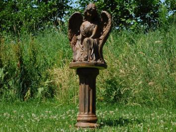 Angel on a Pedestal – 95 cm – Oxidised Stone 