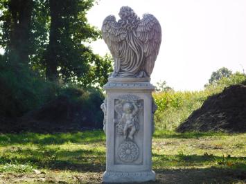 Angel with Wings on English Pedestal - 113 cm - Stone
