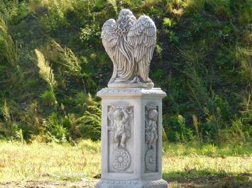 Angel with Wings on English Pedestal - 113 cm - Stone
