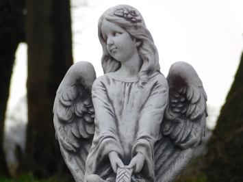Statue Engel mit Korb - 62 cm - Stein