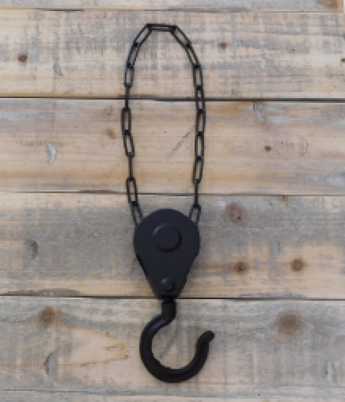 Decorative flower pot holder as a winch, hook with style, hanging as an antique