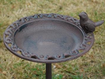 Sierlijk Gietijzeren Vogelbad op Voet – Vintage Bruin – ca. 40 cm Hoog