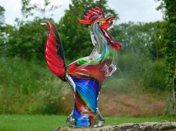 Glasfigur „Hahn“ – 28,5 x 20 cm – Handgefertigtes Kunstwerk