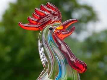 Glasfigur „Hahn“ – 28,5 x 20 cm – Handgefertigtes Kunstwerk