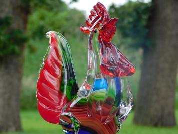 Glasfigur „Hahn“ – 28,5 x 20 cm – Handgefertigtes Kunstwerk