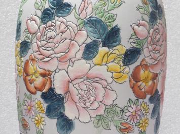 Large Vintage Asian Decorative Vase with Floral Motif – approx. 60 cm – Ceramic