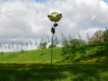 Handgemaakte Roos - tuinsteker 82 cm - metaal