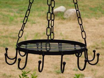 Elegant Hanging Rack for Pots and Kitchen Utensils – Metal – Ceiling-Mounted Model - Matte Black