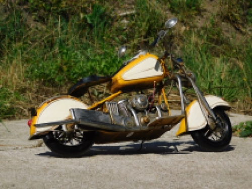 Handmade motorbike - metal - yellow