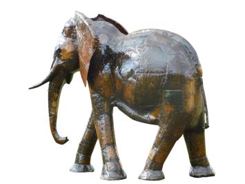XXL-Elefant, handgefertigt – Metall – ca. 225 x 250 cm – Braune Ausführung
