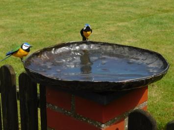 Vogelbad / Futterschale mit 2 Vögeln – Metall – Ø 45 cm – Handgefertigt