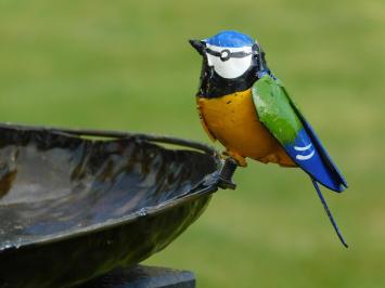Vogelbad / Futterschale mit 2 Vögeln – Metall – Ø 45 cm – Handgefertigt