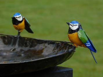 Vogelbad / Futterschale mit 2 Vögeln – Metall – Ø 45 cm – Handgefertigt
