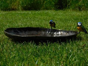 Vogelbad / Futterschale mit 2 Vögeln – Metall – Ø 45 cm – Handgefertigt