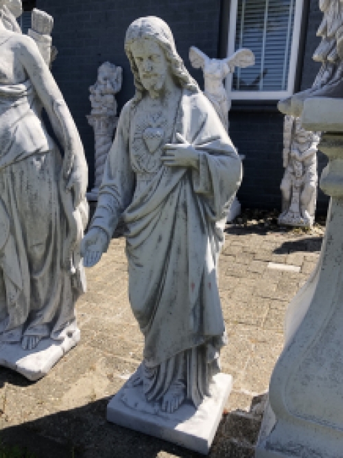 Jesus Herz-Jesu-Statue XXL, massiver Stein, schönes Aussehen!