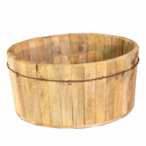 Wooden bucket, flower box, garden decoration