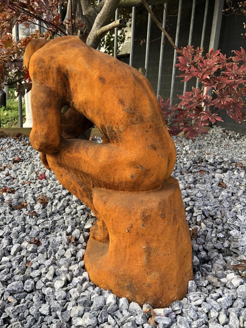 1 Sculptuur - gietijzeren beeld, de denker, geweldig mooi beeld!!