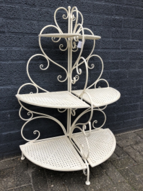 Beautiful all-metal etagère, beautiful white ironwork, easy to fold.