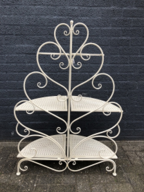 Beautiful all-metal etagère, beautiful white ironwork, easy to fold.