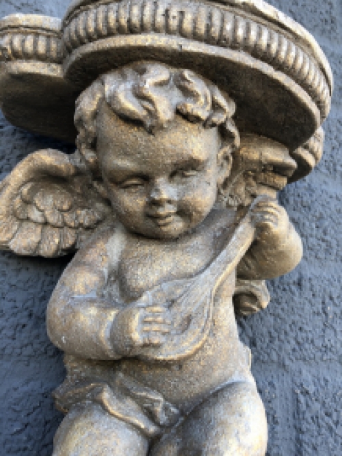Wall ornament console Angel, flower holder, polystone, beautiful eye-catcher