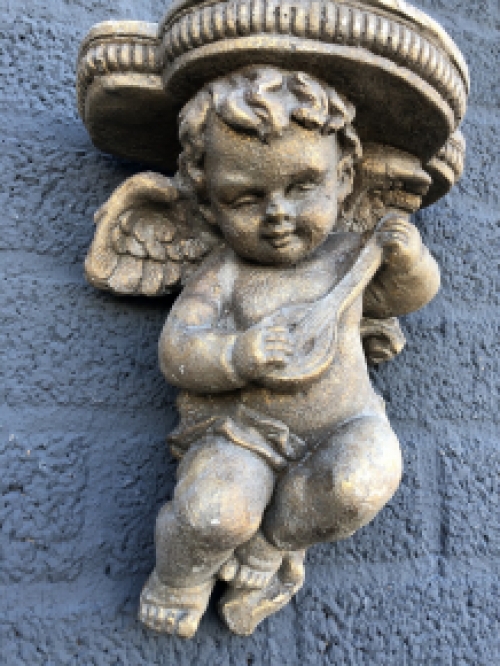 Wall ornament console Angel, flower holder, polystone, beautiful eye-catcher