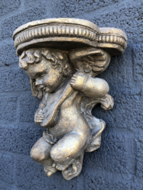 Wall ornament console Angel, flower holder, polystone, beautiful eye-catcher