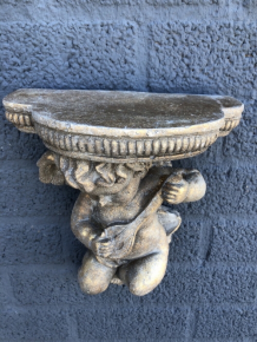 Wall ornament console Angel, flower holder, polystone, beautiful eye-catcher