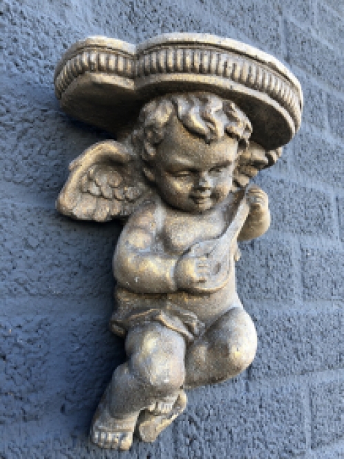 Wall ornament console Angel, flower holder, polystone, beautiful eye-catcher