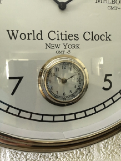 World time clock, chrome version with 4 movements, fantastic timepiece!!