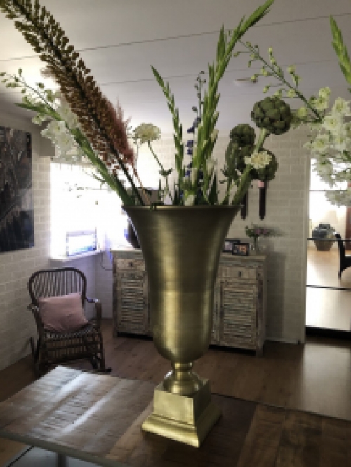 1 RAW Aluminium Goldpokal Vase groß