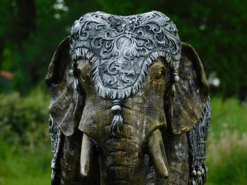 Olifant Beeld in Indiase Stijl – 60 x 45 cm – Goud / Zilver - Polystone
