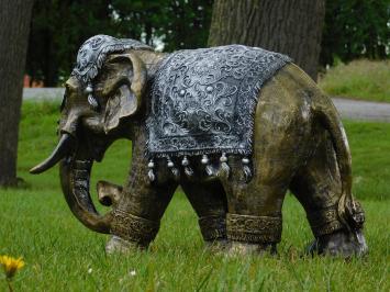 Olifant Beeld in Indiase Stijl – 60 x 45 cm – Goud / Zilver - Polystone
