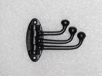 Drehbarer Kleiderhaken mit 3 Haken – Schwarzes Eisen – Beweglicher Wandhaken
