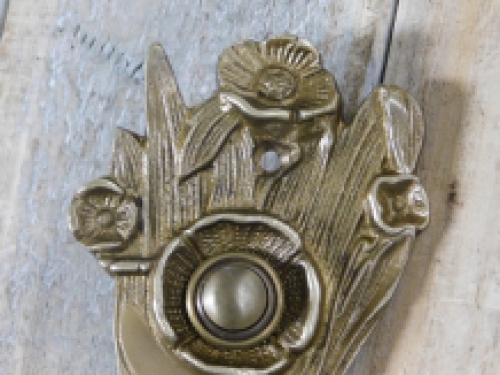 Bell Art Nouveau push button - made of antique brass, door bell