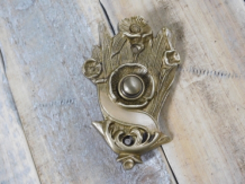 Bell Art Nouveau push button - made of antique brass, door bell