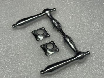 Door set in nickel and matt chrome – 2 door handles and escutcheons