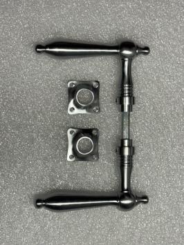 Door set in nickel and matt chrome – 2 door handles and escutcheons