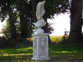 Kneeling Angel on English Pedestal - 140 cm - Stone