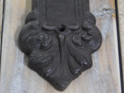 1 heavy Long door plate with cylinder lock keyhole, PZ92 mm antique iron brown- founding era historicism.