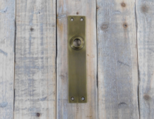 1 Long door plate, brass patinated, ''cova'', closed plate.