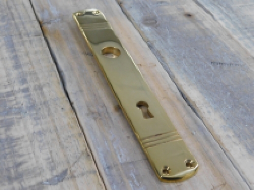 1 Long door plate, ''Laudi'' in polished brass, 1930s style, beautiful.
