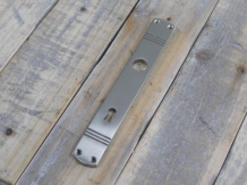 1 Long door plate 'Laudi' in nickel matt, 1930s style, room door lock suitable bb72.